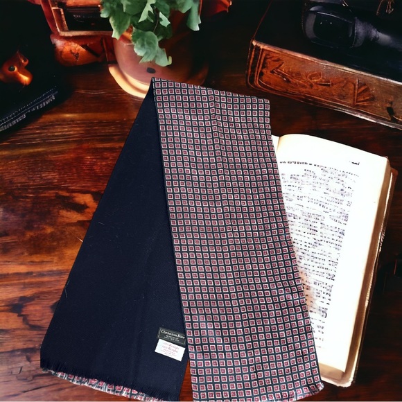 Vintage Christian Dior Monsieur Made in Italy men’s scarf fringe - Picture 1 of 6